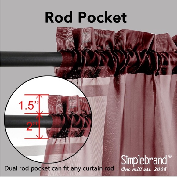 Simple brand burgundy sheer panels - Picture 5 of 9